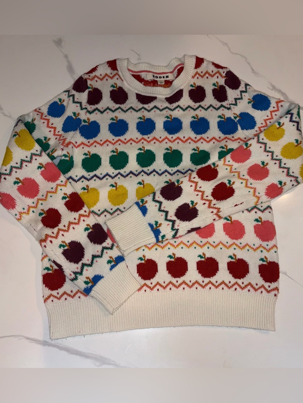Boden Fair Isle Apple Sweater, Size Small - Picture 4 of 13